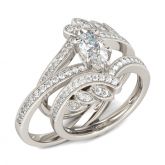 Jeulia Interchangeable Marquise Cut Sterling Silver Ring Set