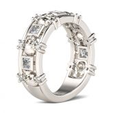 Skull Princess Cut Sterling Silver Women's Band