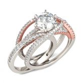 Two Tone Crossover Round Cut Interchangeable Sterling Silver Ring Set