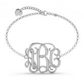 Cubic Celebrity Initial Monogram Bangle Sterling Silver