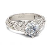 Jeulia Milgrain Leaf Round Cut Sterling Silver Ring