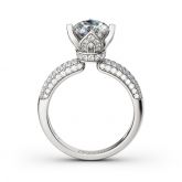 Round Cut Flower Petal Sterling Silver Ring