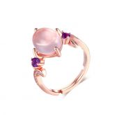 Rose Gold Tone Sterling Silver Adjustable Ring