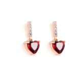 Rose Gold Tone Heart Sterling Silver Earring Drops