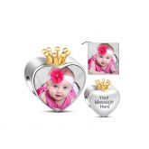 Golden Crown Heart Engravable Charm Sterling Silver