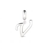 Letter V Dangling Charm Sterling Silver
