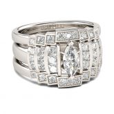 3PC Marquise Cut Sterling Silver Ring Set