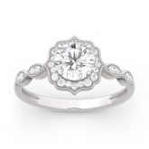 Moissanite Halo Round Cut Vintage Gold Ring