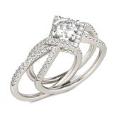 Jeulia Irregular Round Cut Sterling Silver Ring Set