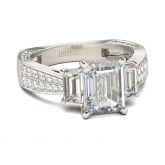 Three Stone Emerald Cut Sterling Silver Ring
