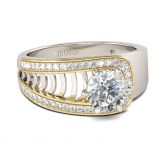 Unique Two Tone Round Cut Sterling Silver Ring