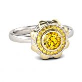 Floral Halo Round Cut Sterling Silver Ring