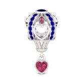 Pave Heart Hot-air Balloon Sterling Silver
