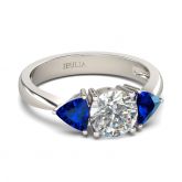 Three Stone Round Cut Sterling Silver Ring