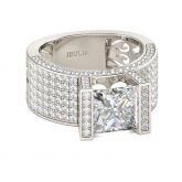 Wide Princess Cut Sterling Silver Ring