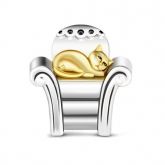 Gold Tone Cat Charm Sterling Silver