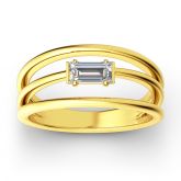 Jeulia Split Shank Emerald Cut Sterling Silver Ring