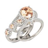 Halo Pear Cut Sterling Silver Ring Set