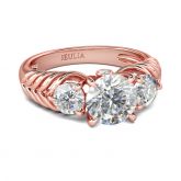 Three Stone Round Cut Sterling Silver Ring