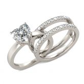 Shining Heart Cut Sterling Silver Enhancer Ring Set