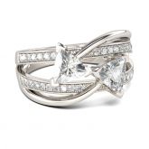 Two Stone Trillion Cut Sterling Silver Ring