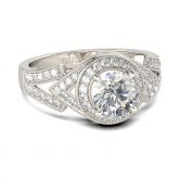 eulia Halo Milgrain Round Cut Sterling Silver Ring