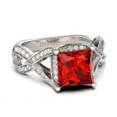Twist Halo Princess Cut Sterling Silver Ring