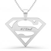 Superman Engraved Necklace For Men Sterling Silver