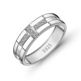 Jeulia Round Cut Sterling Silver Men's Band