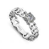 Jeulia Round Cut Sterling Silver Women's Ring