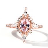 Jeulia Oval Cut Vintage Synthetic Morganite Sterling Silver Ring