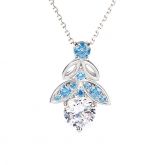 Butterfly Round Cut Sterling Silver Necklace