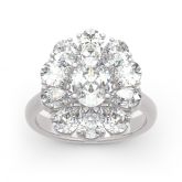 Jeulia Flower Shape Oval Cut Sterling Silver Ring