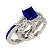 Jeulia Interchangeable Radiant Cut Sterling Silver Ring Set