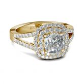 Jeulia Halo Split Shank Cushion Cut Sterling Silver Engagement Ring