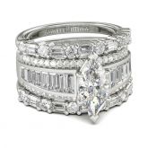 Vintage Marquise Cut Sterling Silver Ring Set