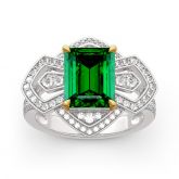 Jeulia Vintage Emerald Cut Sterling Silver Ring