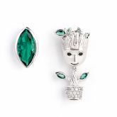 Jeulia "I am Groot" Tree Man Asymmetric Sterling Silver Earrings