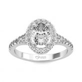 Jeulia Halo Oval Cut Sterling Silver Ring