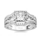 Three Stone Princess Cut Sterling Silver Ring
