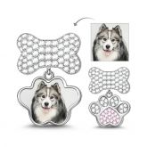 Paw Print & Bone Photo Charm Sterling Silver