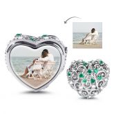 Heart shaped Hollow Photo Charm Sterling Silver