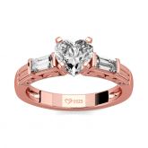 Jeulia Three Stone Heart Cut Sterling Silver Ring