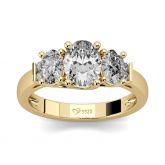 Jeulia Three Stone Oval Cut Sterling Silver Ring