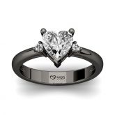 Jeulia Three Stone Heart Cut Sterling Silver Ring
