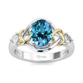 Jeulia Heart Design Oval Cut Sterling Silver Ring