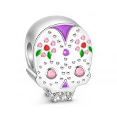 Multicolor Sugar Skull Sterling Silver Charm