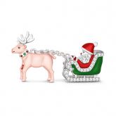 "Merry Christmas" Santa Claus Is Coming To Town Sterling Silver Charm