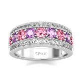 Jeulia Classic Round Cut Sterling Silver Women's Band