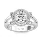 Jeulia Halo Round Cut Sterling Silver Ring